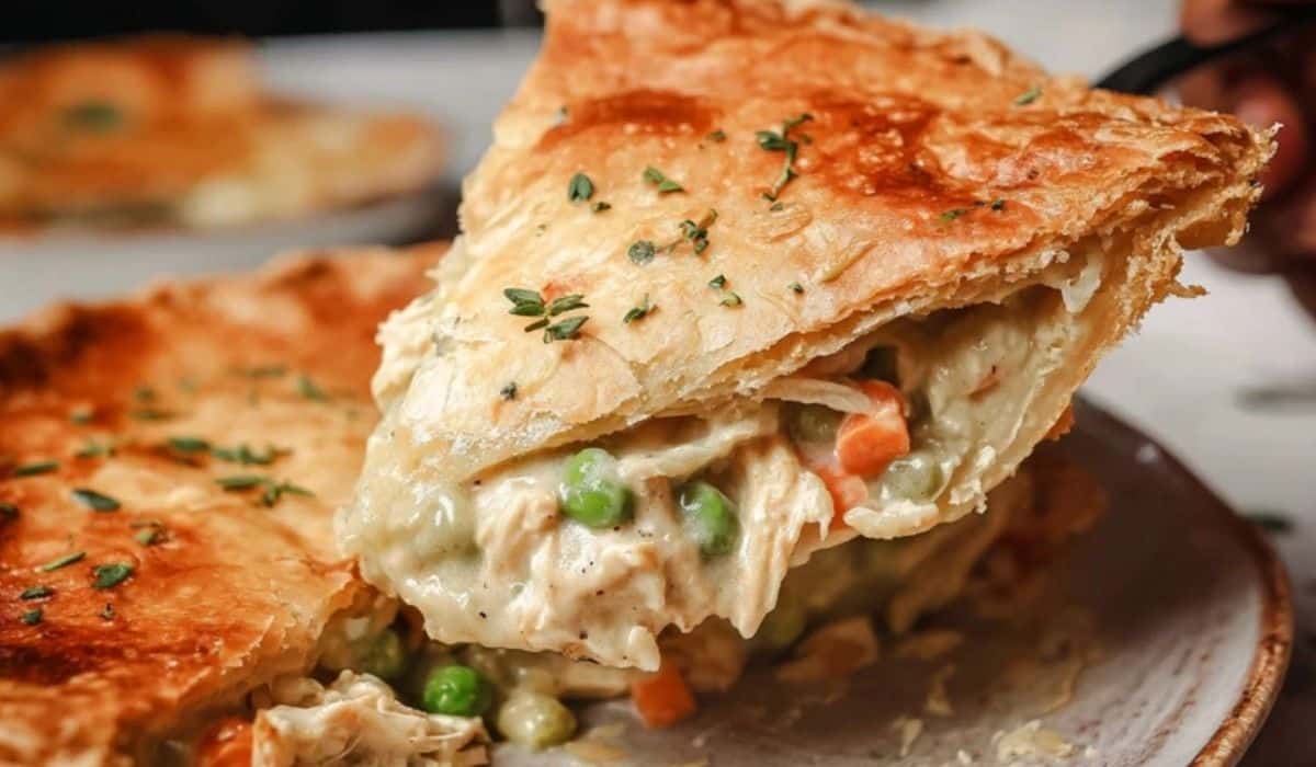 Black Folks Southern Food Chicken Pot Pie with golden crust and creamy filling