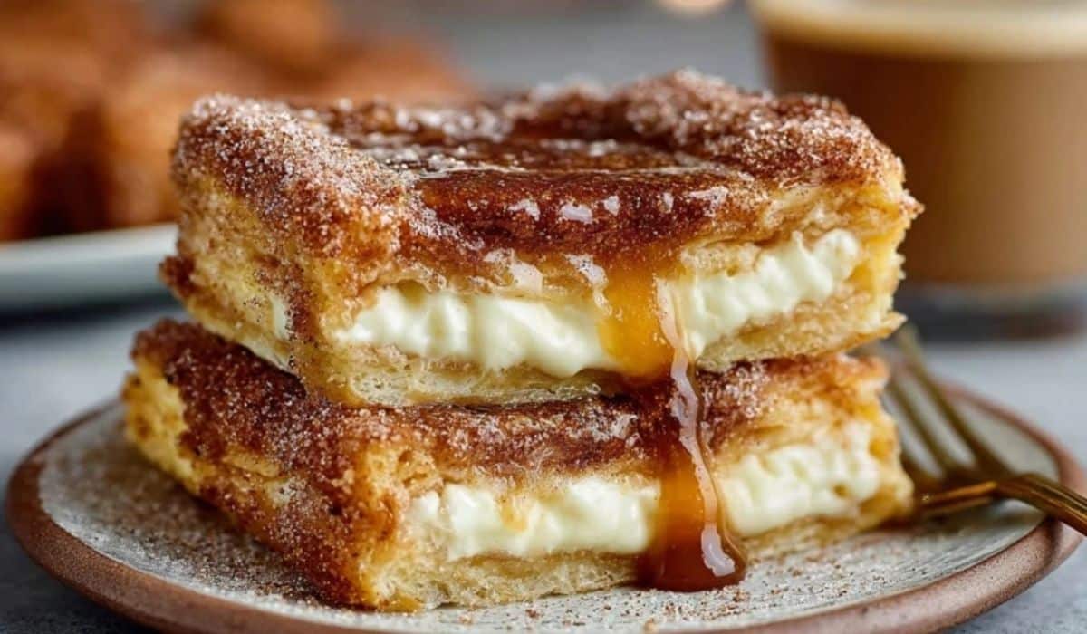 Simple Churro Cheesecake baked golden with cinnamon sugar crust