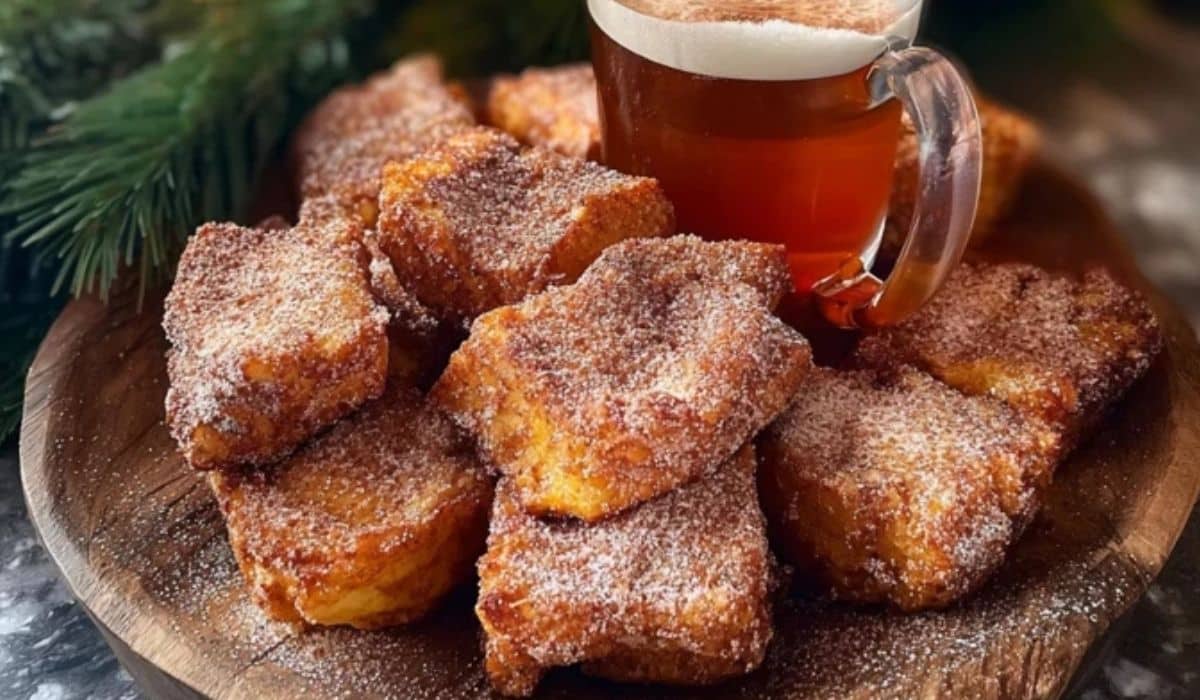 Eggnog French Toast Bites on a festive brunch table
