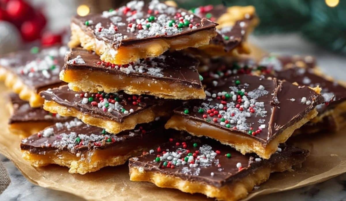 Quick and Easy Saltine Candy Delight on a holiday table