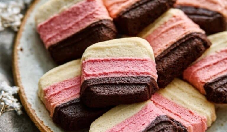 1 Dough Neapolitan Cookies on white ceramic plate