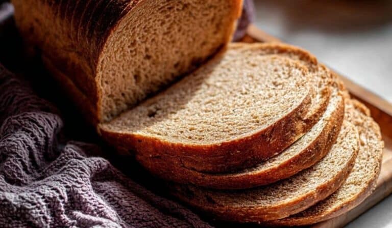 Whole Wheat Bread loaf on a wooden board