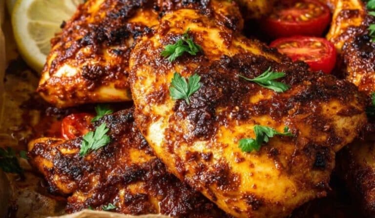 Peri Peri Chicken (Portuguese Style) served rustic style on wooden platter
