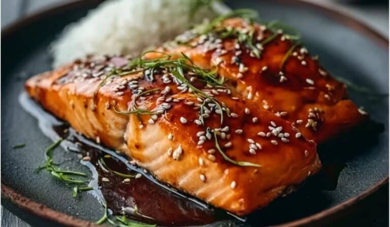 Restaurant-Style Miso Salmon at Home served elegantly on a ceramic plate